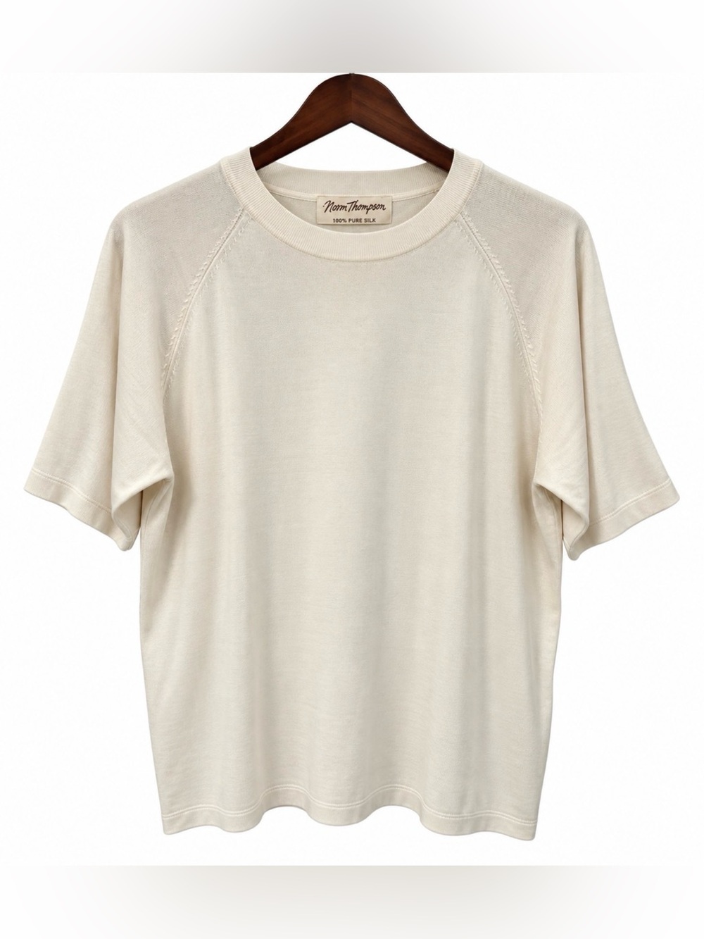 100% silk Norm Thompson Cream Crewneck Sweater